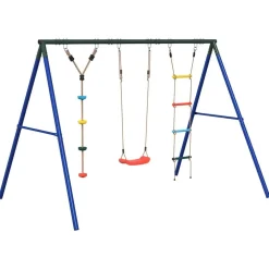 vidaXL Schommelset met schommel, ladder en klimtouw met schijven