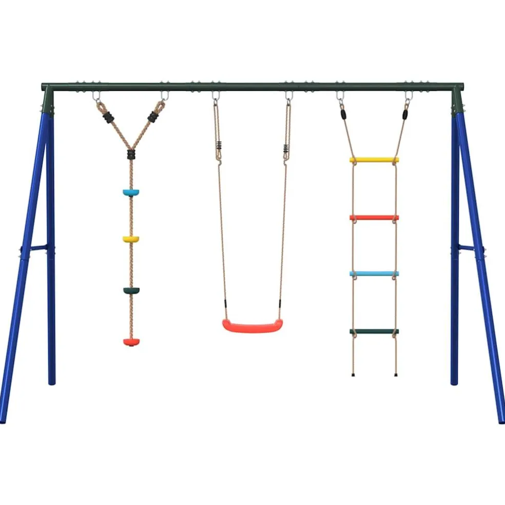 vidaXL Schommelset met schommel, ladder en klimtouw met schijven