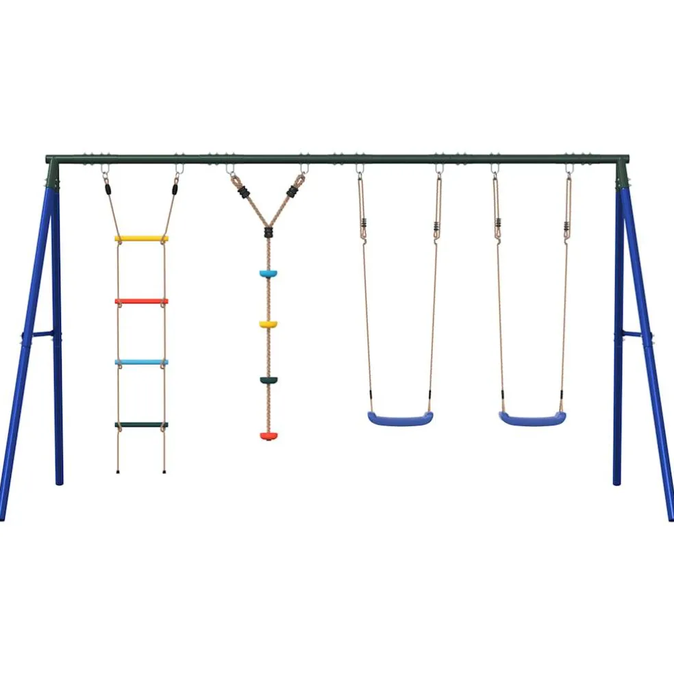 vidaXL Schommelset met schommels, ladder en klimtouw met schijven