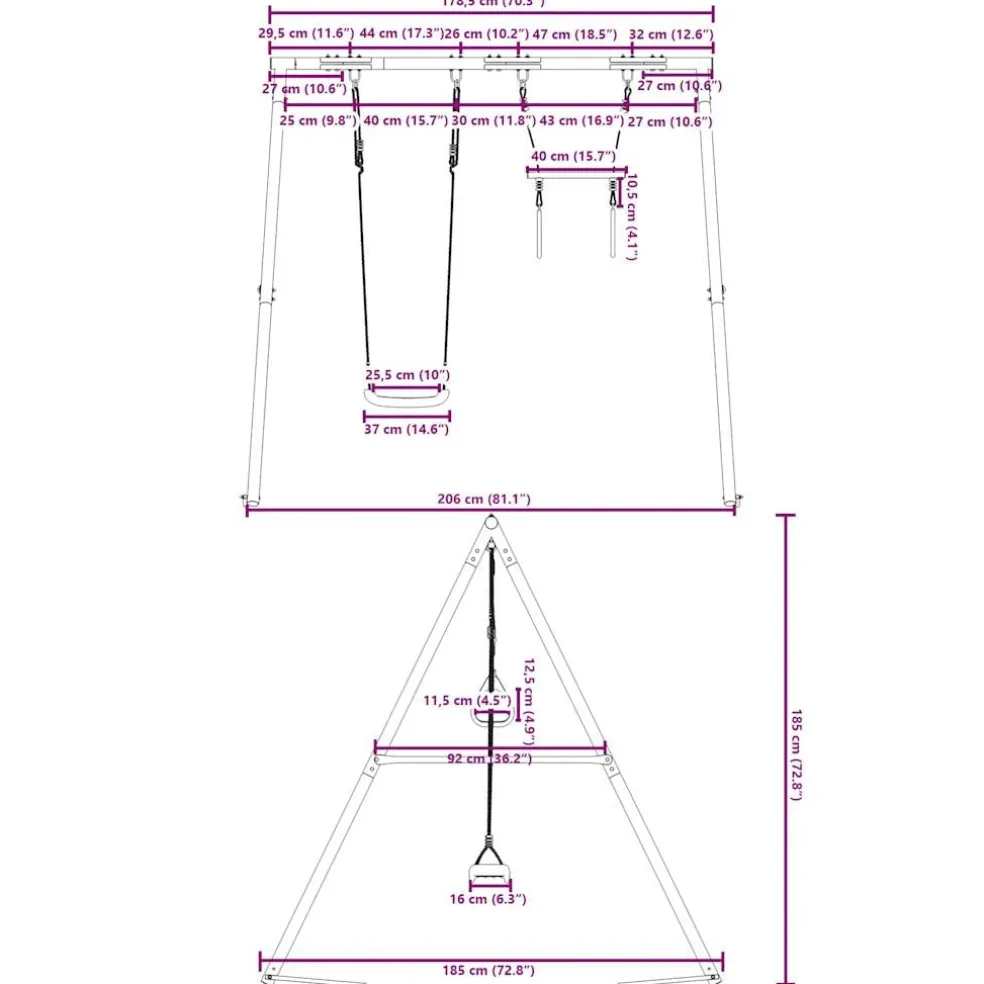 vidaXL Schommelset met schommel en trapeze