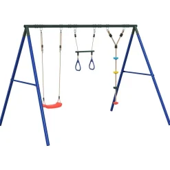 vidaXL Schommelset met schommel, trapeze en klimtouw met schijven