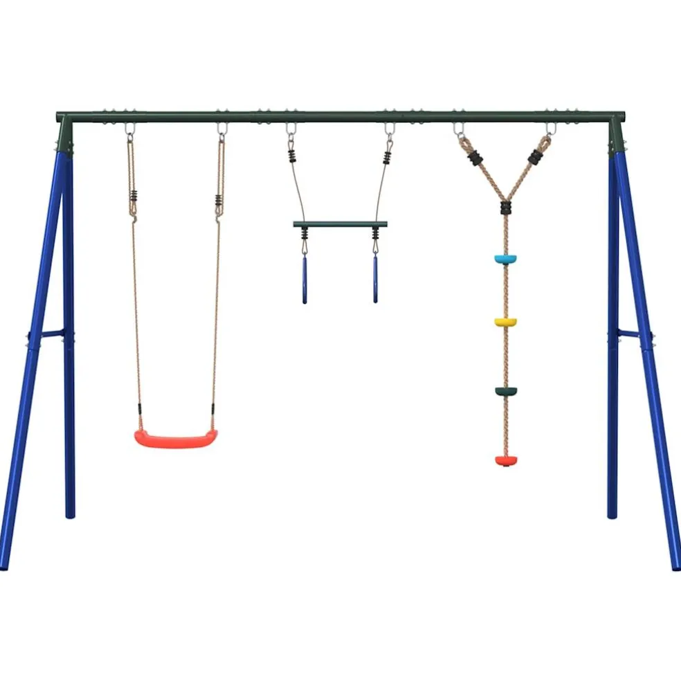 vidaXL Schommelset met schommel, trapeze en klimtouw met schijven