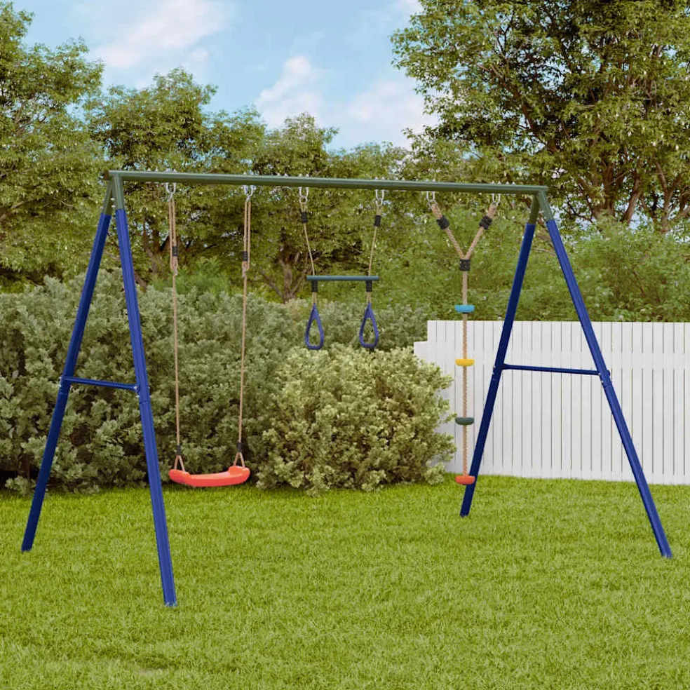vidaXL Schommelset met schommel, trapeze en klimtouw met schijven