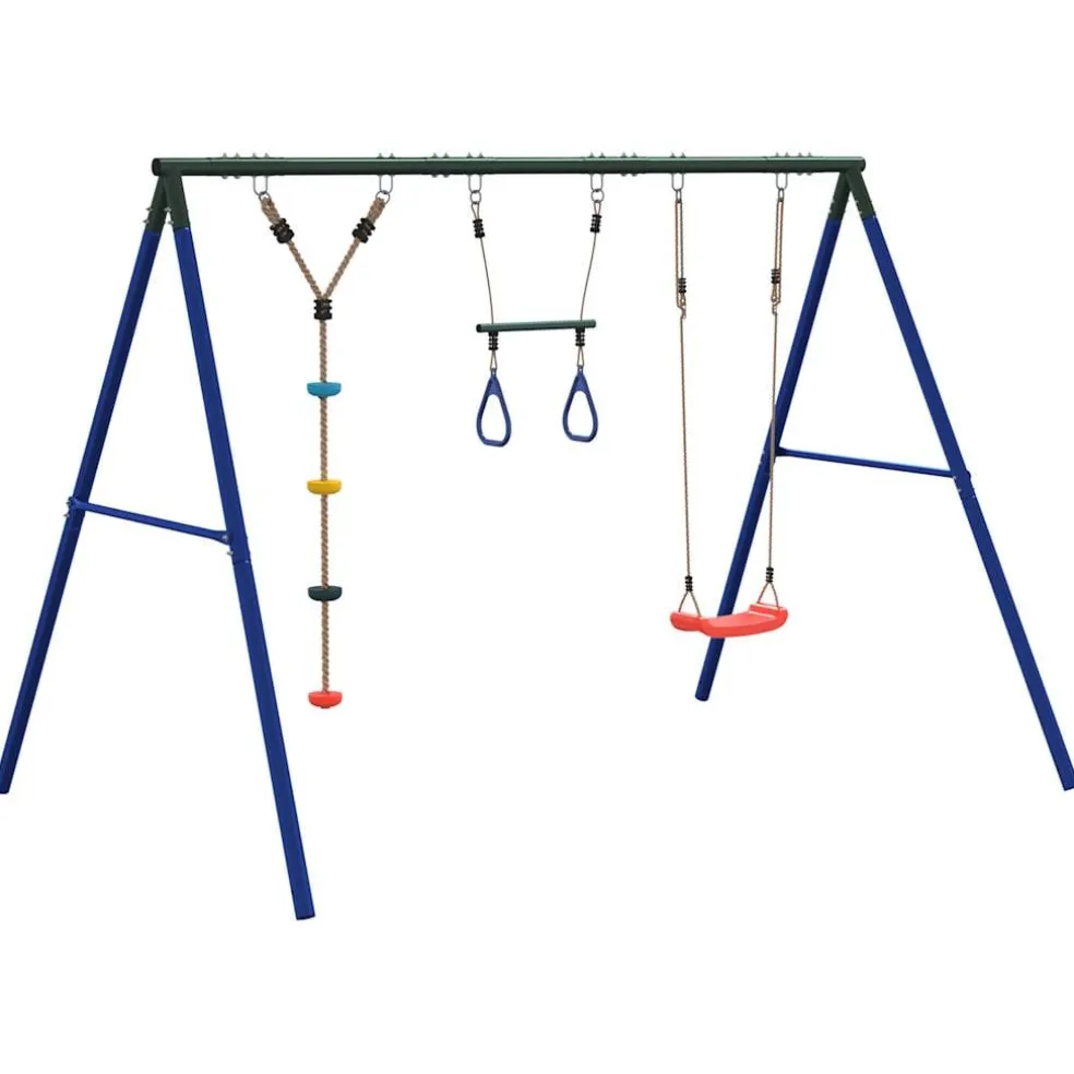vidaXL Schommelset met schommel, trapeze en klimtouw met schijven