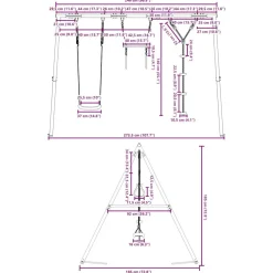 vidaXL Schommelset met schommel, trapeze en klimtouw met schijven
