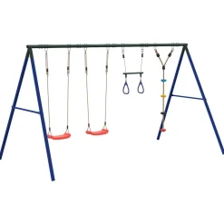 vidaXL Schommelset met schommels, trapeze en klimschommel met schijven
