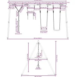 vidaXL Schommelset met schommels, trapeze en klimschommel met schijven
