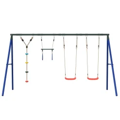 vidaXL Schommelset met schommels, trapeze en klimschommel met schijven