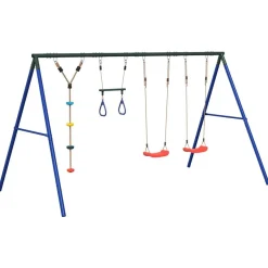 vidaXL Schommelset met schommels, trapeze en klimschommel met schijven