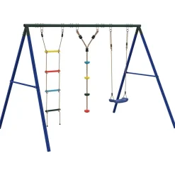 vidaXL Schommelset met schommel, trapeze, ladder en klimtouw