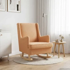 vidaXL Schommelstoel Beige 62 x 80 x 85 cm Bouclé