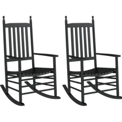 vidaXL Schommelstoelen met gebogen zitting 2 st populierenhout zwart
