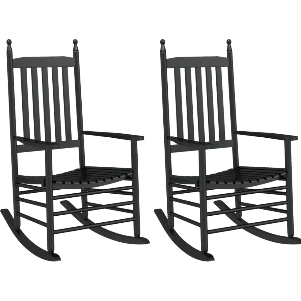vidaXL Schommelstoelen met gebogen zitting 2 st populierenhout zwart