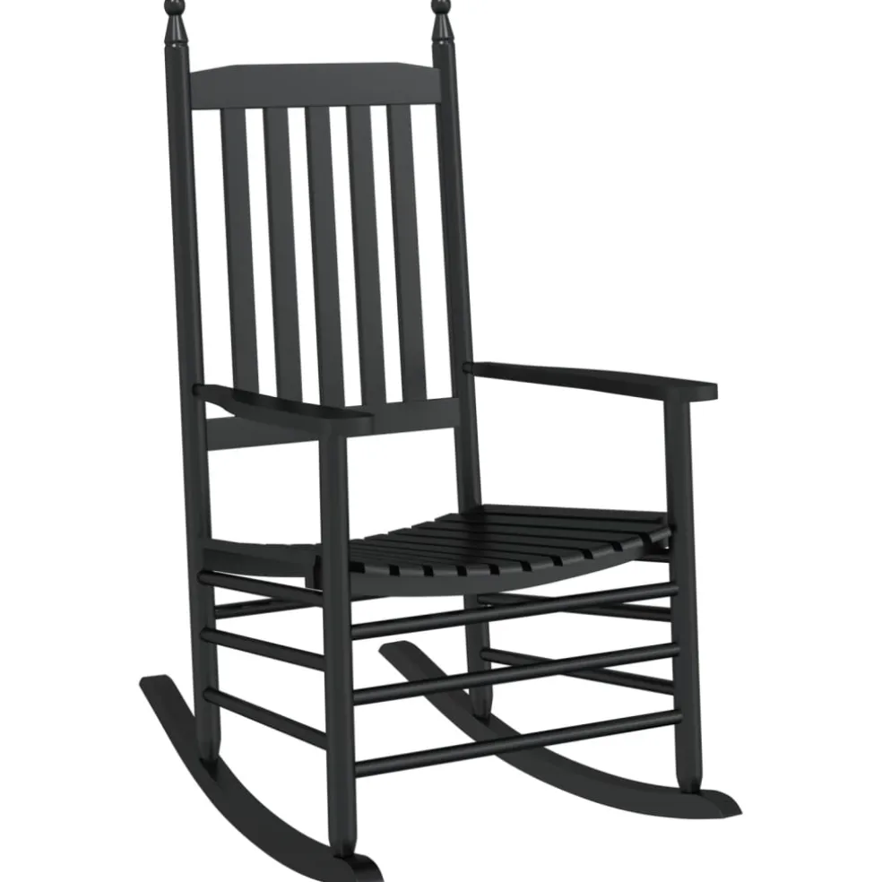 vidaXL Schommelstoelen met gebogen zitting 2 st populierenhout zwart