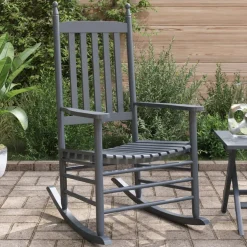 vidaXL Schommelstoelen met gebogen zitting 2 st populierenhout grijs
