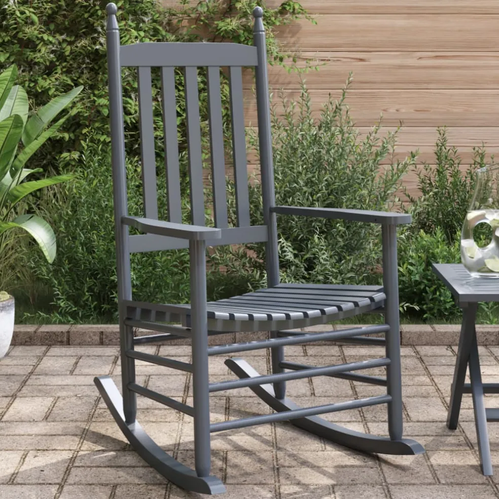vidaXL Schommelstoelen met gebogen zitting 2 st populierenhout grijs