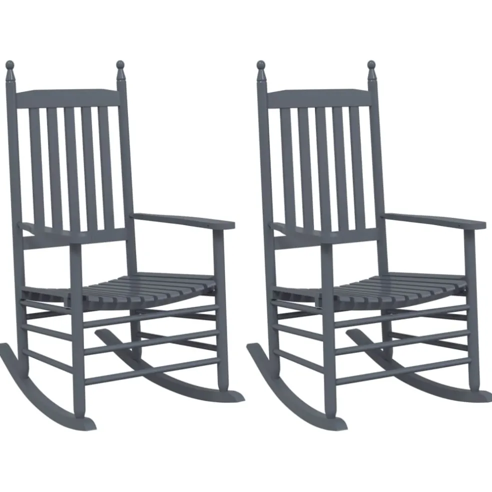 vidaXL Schommelstoelen met gebogen zitting 2 st populierenhout grijs