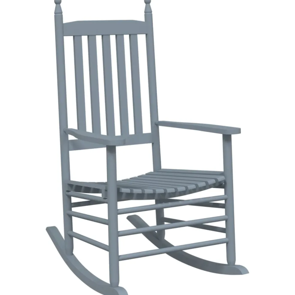 vidaXL Schommelstoelen 2 st met inklapbare tafel populierenhout grijs