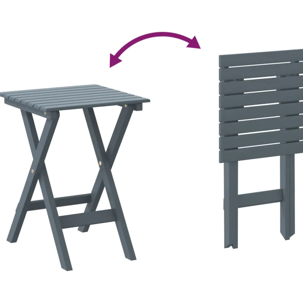 vidaXL Schommelstoelen 2 st met inklapbare tafel populierenhout grijs