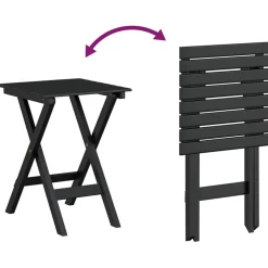vidaXL Schommelstoelen 2 st met inklapbare tafel populierenhout zwart