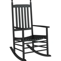 vidaXL Schommelstoelen 2 st met inklapbare tafel populierenhout zwart