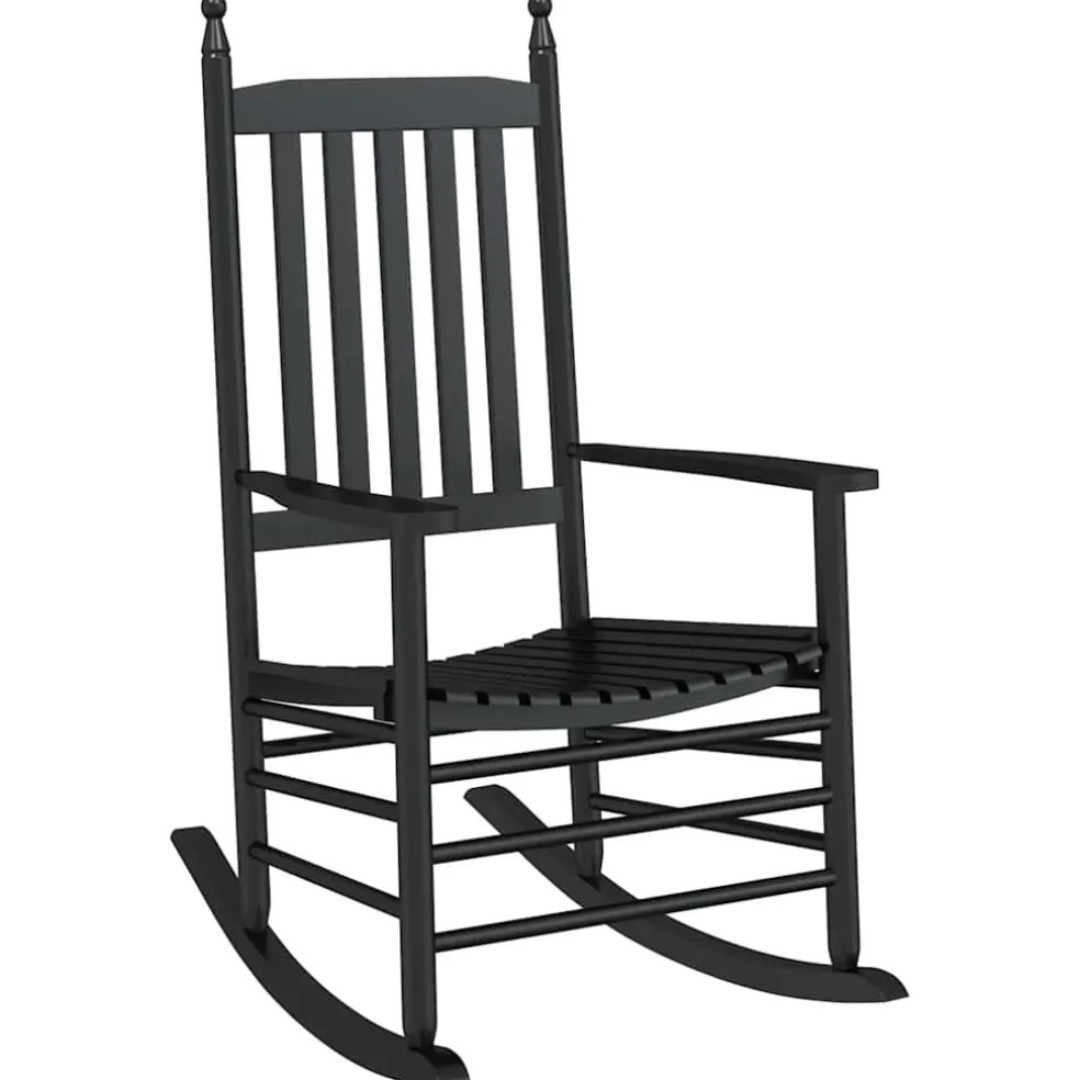 vidaXL Schommelstoelen 2 st met inklapbare tafel populierenhout zwart