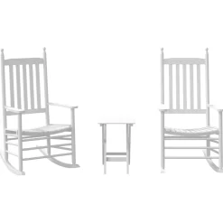 vidaXL Schommelstoelen 2 st met inklapbare tafel populierenhout wit