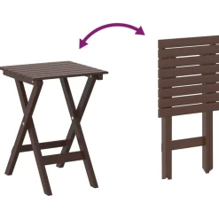 vidaXL Schommelstoelen 2 st met inklapbare tafel populierenhout bruin