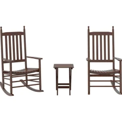 vidaXL Schommelstoelen 2 st met inklapbare tafel populierenhout bruin