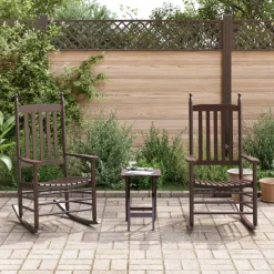vidaXL Schommelstoelen 2 st met inklapbare tafel populierenhout bruin