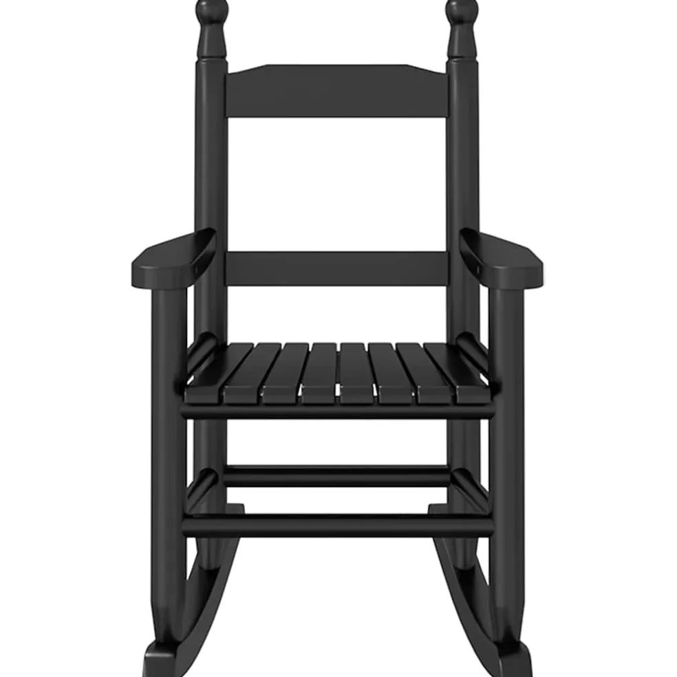 vidaXL Schommelstoelen 2 st voor kinderen massief populierenhout zwart