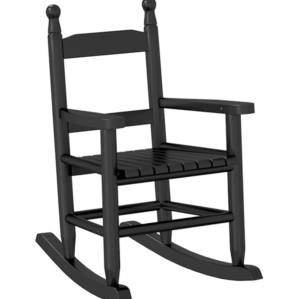 vidaXL Schommelstoelen 2 st voor kinderen massief populierenhout zwart