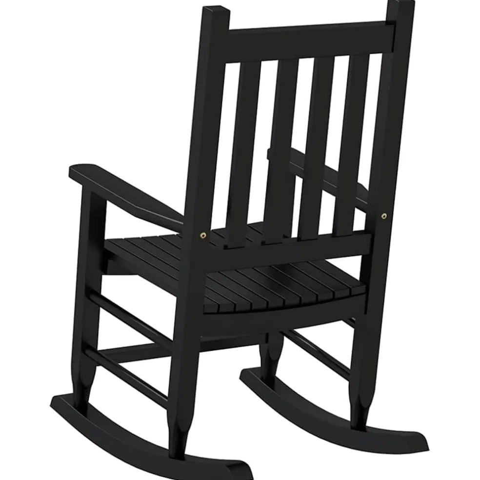 vidaXL Schommelstoelen 2 st voor kinderen massief populierenhout zwart