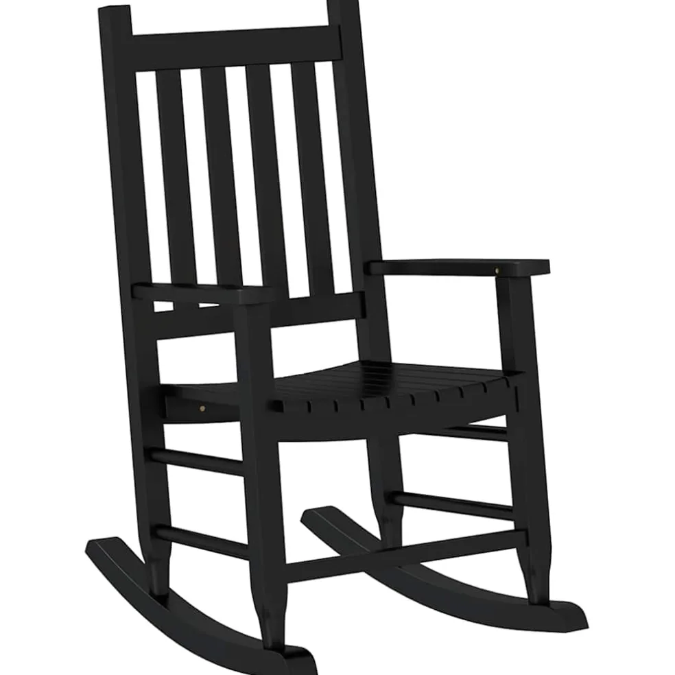 vidaXL Schommelstoelen 2 st voor kinderen massief populierenhout zwart