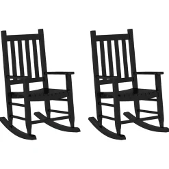 vidaXL Schommelstoelen 2 st voor kinderen massief populierenhout zwart