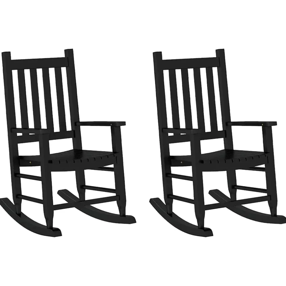 vidaXL Schommelstoelen 2 st voor kinderen massief populierenhout zwart