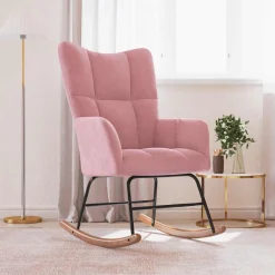 vidaXL Schommelstoel fluweel roze