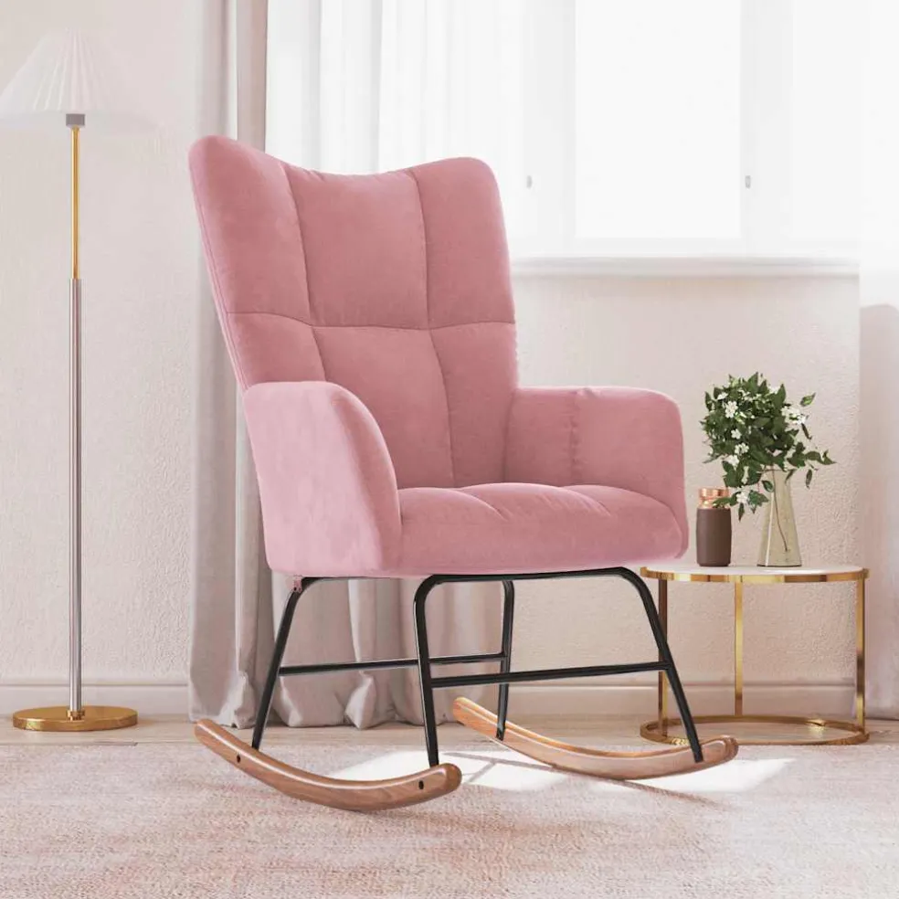 vidaXL Schommelstoel fluweel roze