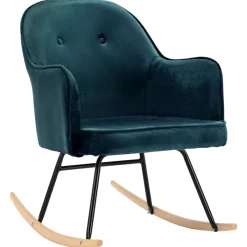 vidaXL Schommelstoel fluweel blauw