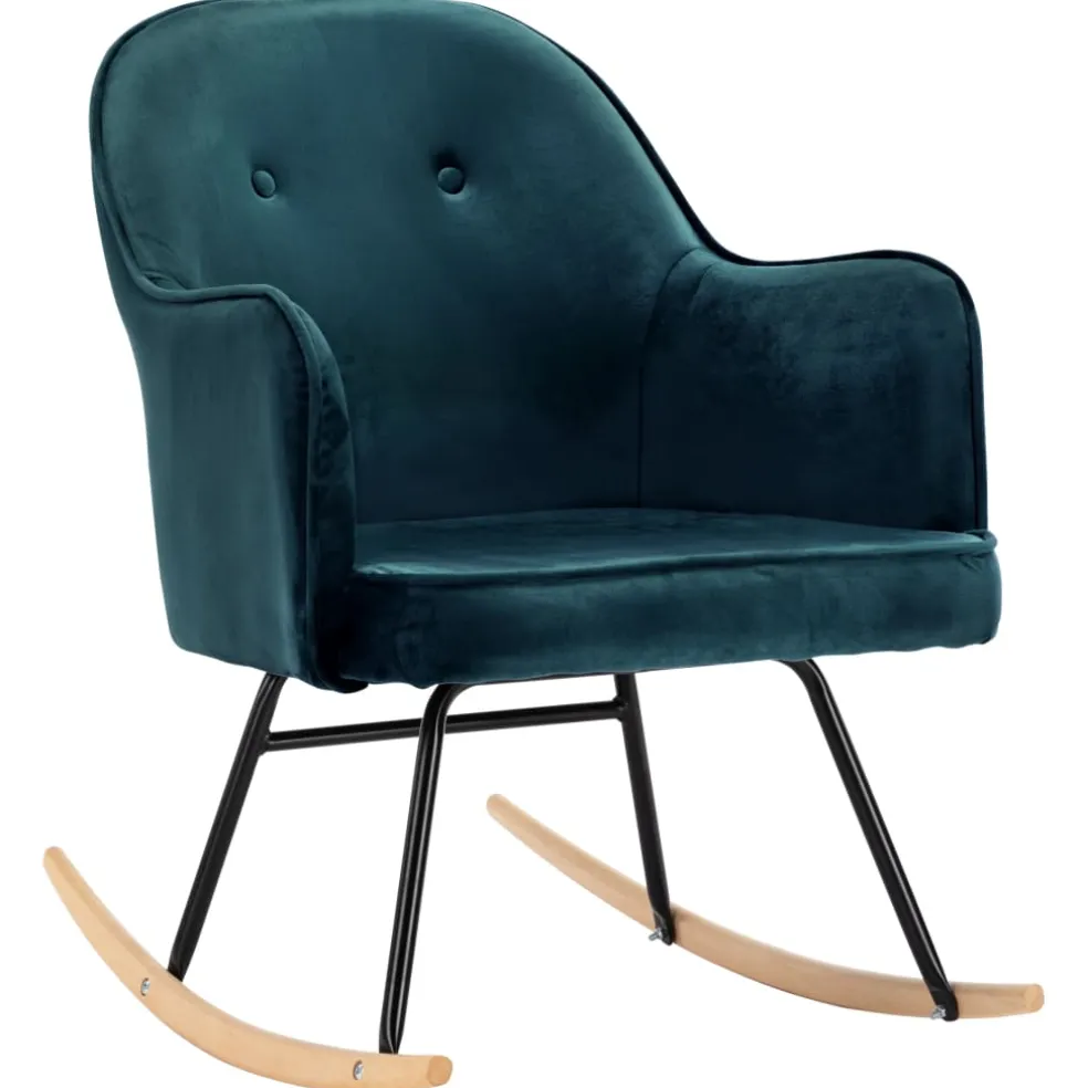 vidaXL Schommelstoel fluweel blauw