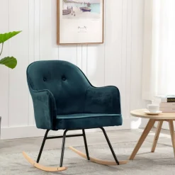 vidaXL Schommelstoel fluweel blauw