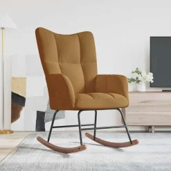 vidaXL Schommelstoel fluweel bruin