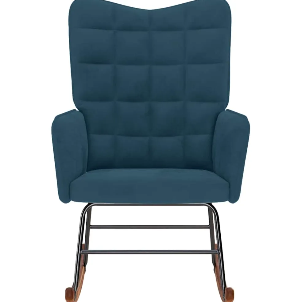 vidaXL Schommelstoel fluweel blauw