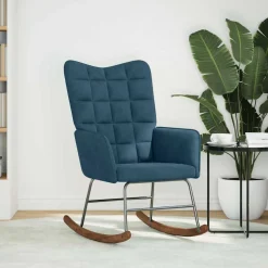 vidaXL Schommelstoel fluweel blauw