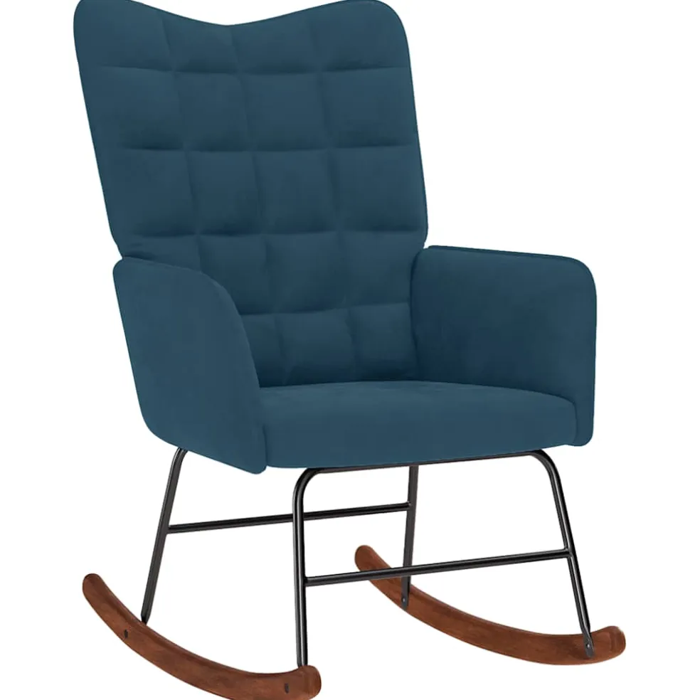 vidaXL Schommelstoel fluweel blauw