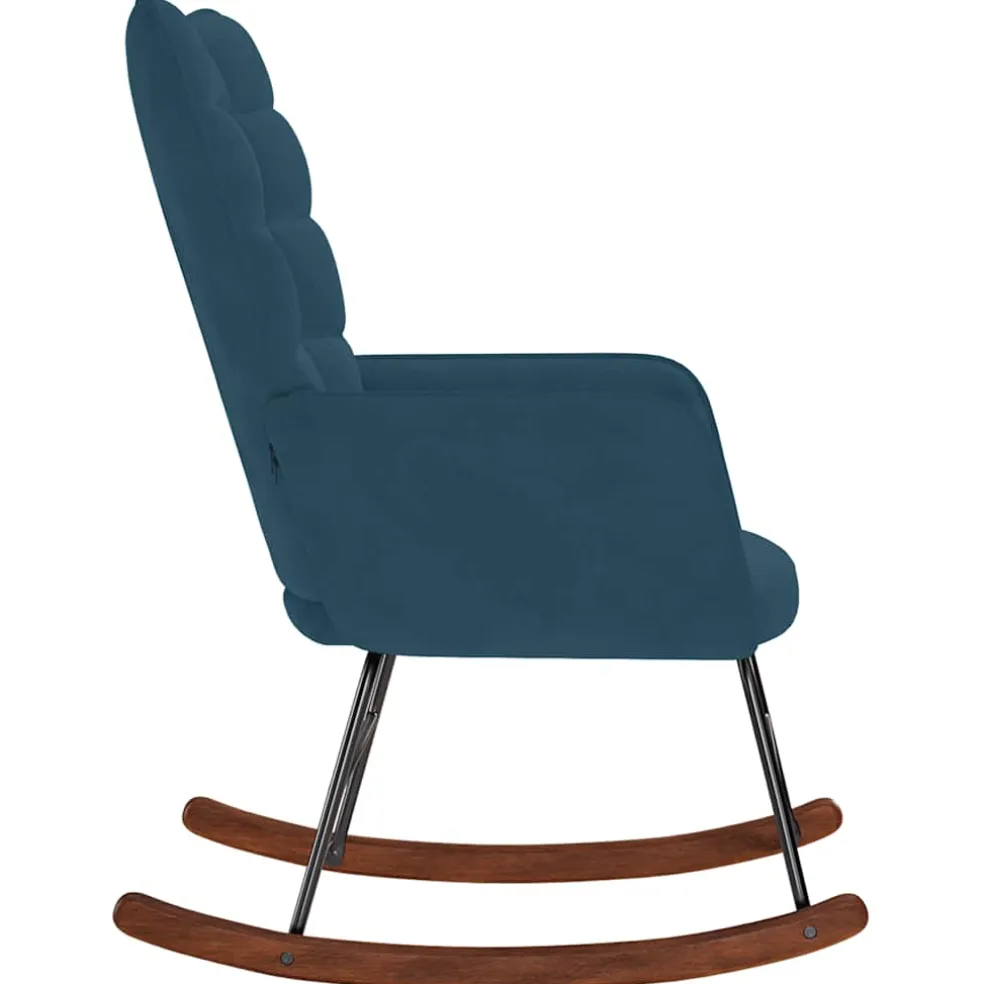 vidaXL Schommelstoel fluweel blauw