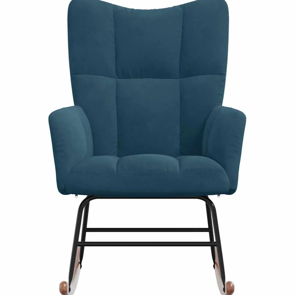 vidaXL Schommelstoel fluweel blauw