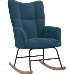 vidaXL Schommelstoel fluweel blauw