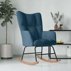 vidaXL Schommelstoel fluweel blauw