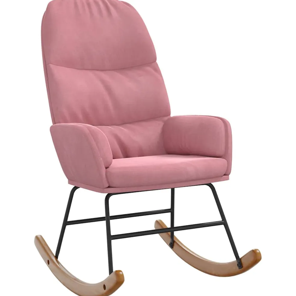 vidaXL Schommelstoel fluweel roze